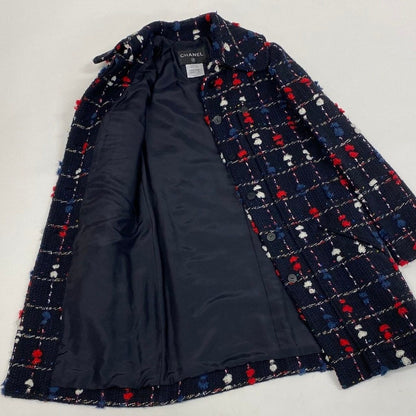 Chanel Cd2 CC Button Tweed Soutien Collar Coat CC 36 Navy — view 4