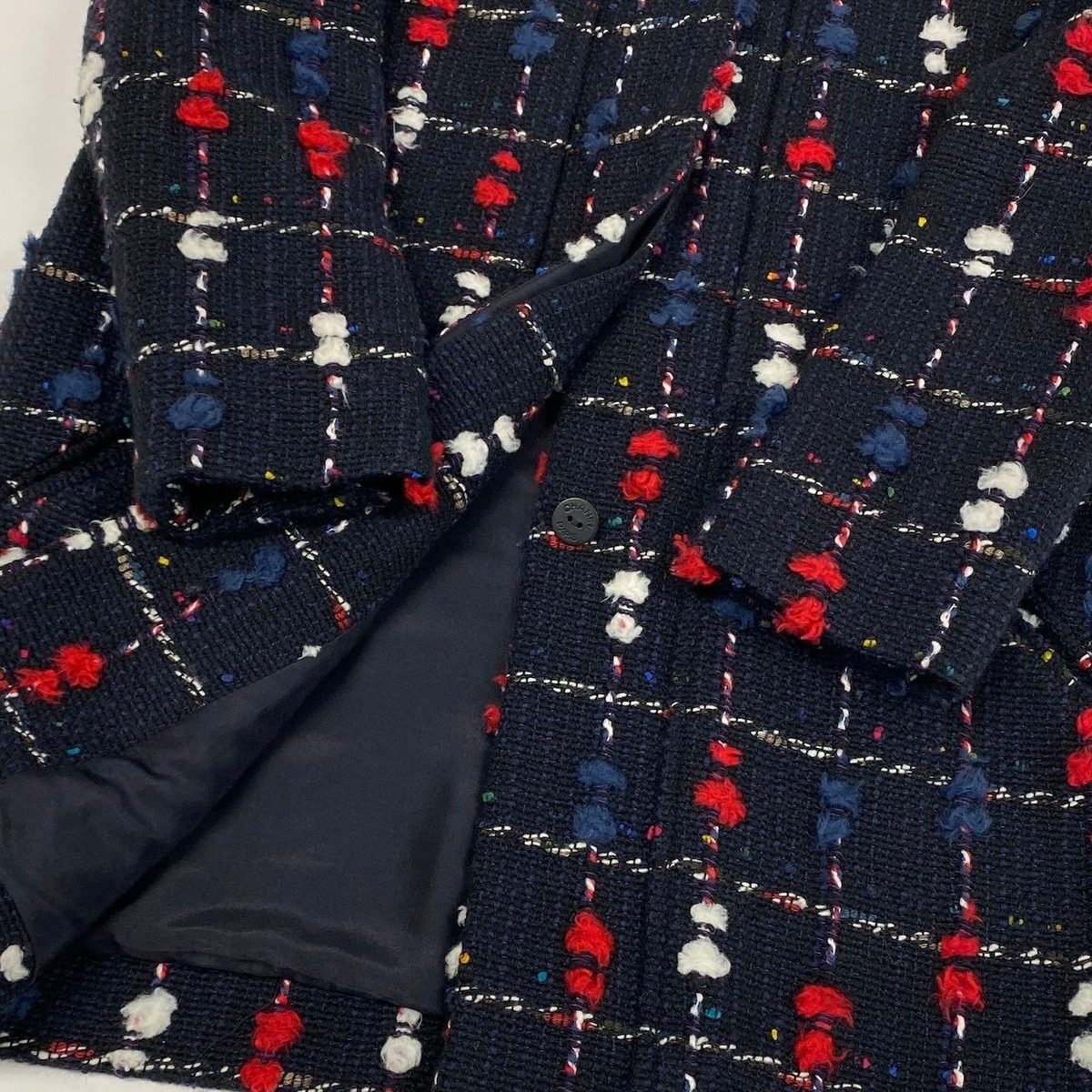 Chanel Cd2 CC Button Tweed Soutien Collar Coat CC 36 Navy — view 6