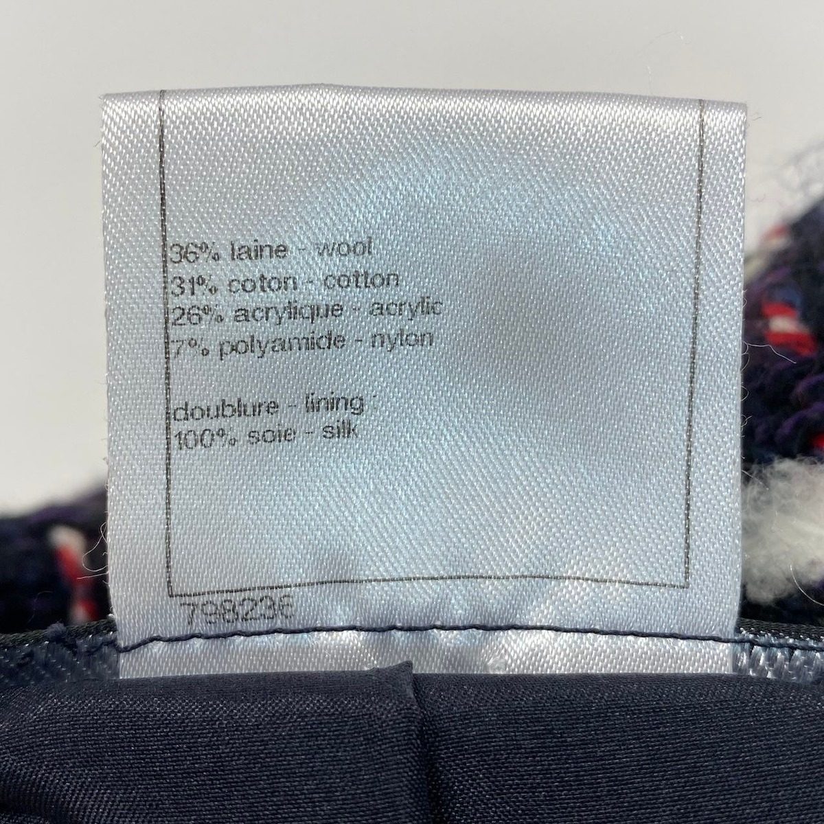 Chanel Cd2 CC Button Tweed Soutien Collar Coat CC 36 Navy — view 9