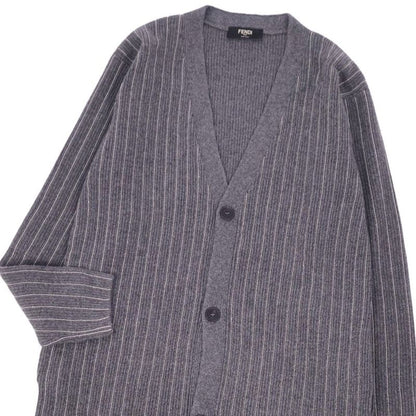 Fendi Knit Long Cardigan With Ball Chain