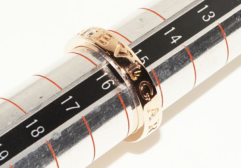 Bulgari Ring 18K Pink Gold Diamond 1P Bzero1 Ring Bulgari Double Logo Ring