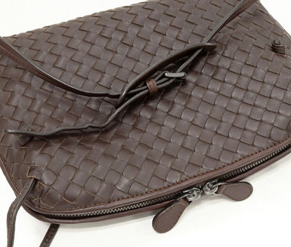 Bottega Veneta Shoulder Bag Intrecciato Nodini Lambskin Dark Brown 245354
