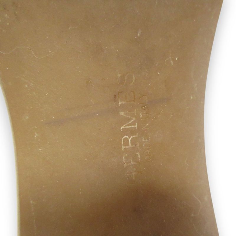 Hermes Evelyn H Logo Leather Wooden Sandals 35 Approx 22cm (8.66in) Black