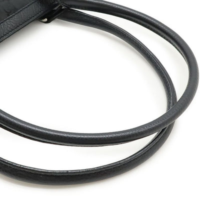 Gucci GG Nylon Tote Shoulder Bag Leather Black Silver Hardware Outlet Item