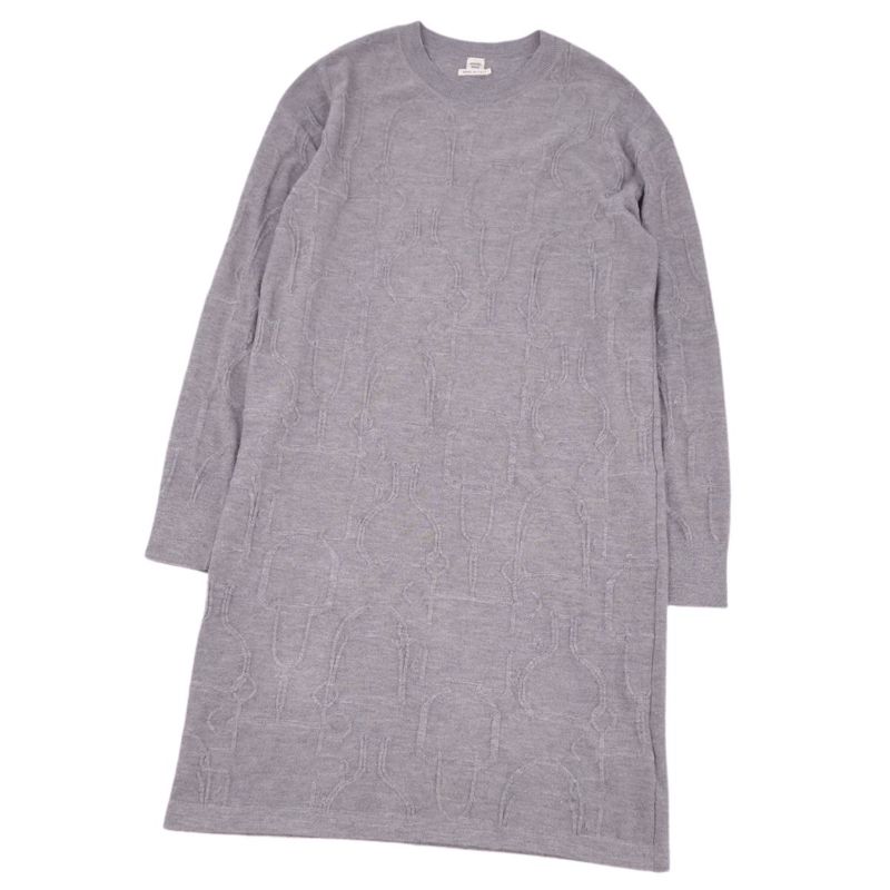 Hermes Knit 20AW Dress Sweater Long Sleeve Total Top Women 38(M Equivalent) Gray