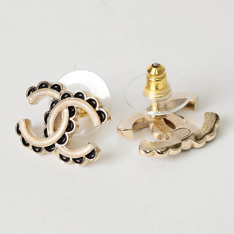 Chanel Earrings Stud Earrings Gold/white