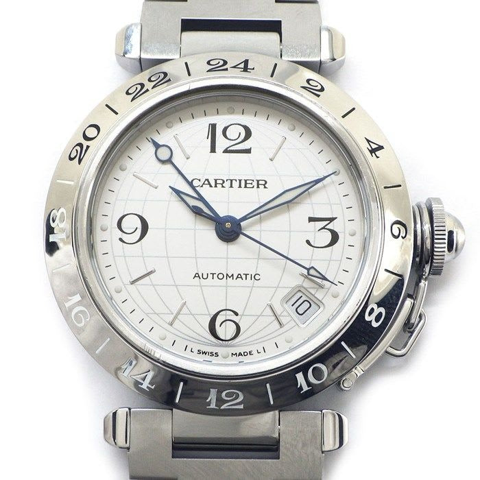 Cartier Watch Pasha C Meridian M7 Silver Dial Date GMT SS Automatic