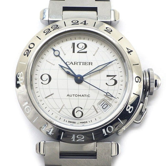 Cartier Watch Pasha C Meridian M7 Silver Dial Date GMT SS Automatic