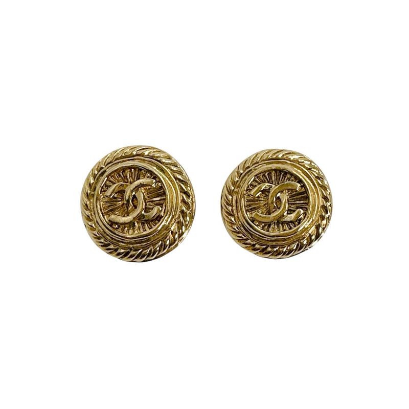 Chanel Vintage Large Coco Mark Earrings Chanel Gold