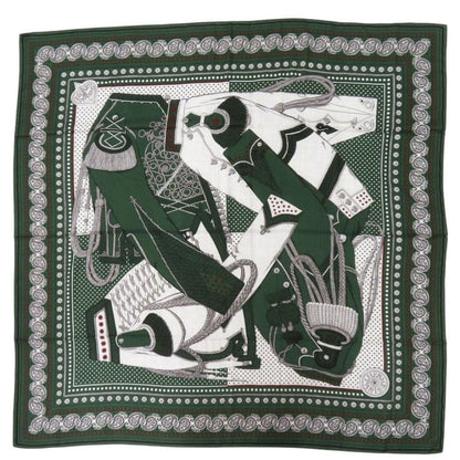 Hermes Carre Zouaves Et Dragons Cashmere Silk Verloden Gold Green Bold