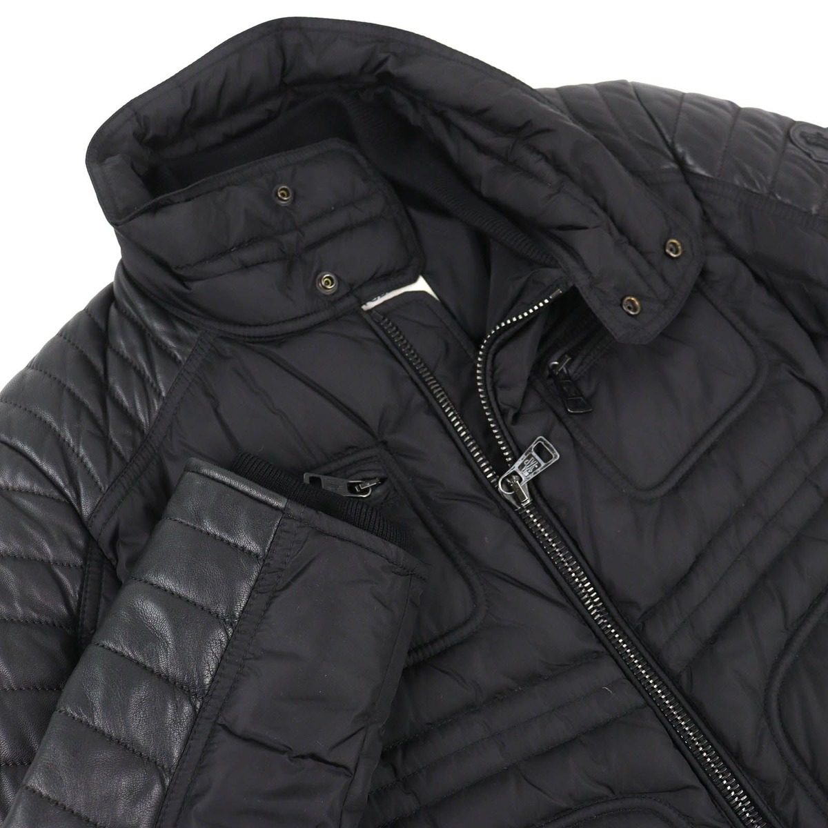 Moncler Dimitri Logo Patch Lamb Leather Cut Replacement Stand Collar Riders — view 4