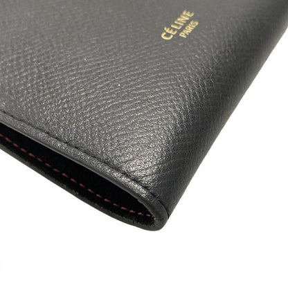 Celine Bifold Wallet Medium Strap Wallet Black And Pink Leather