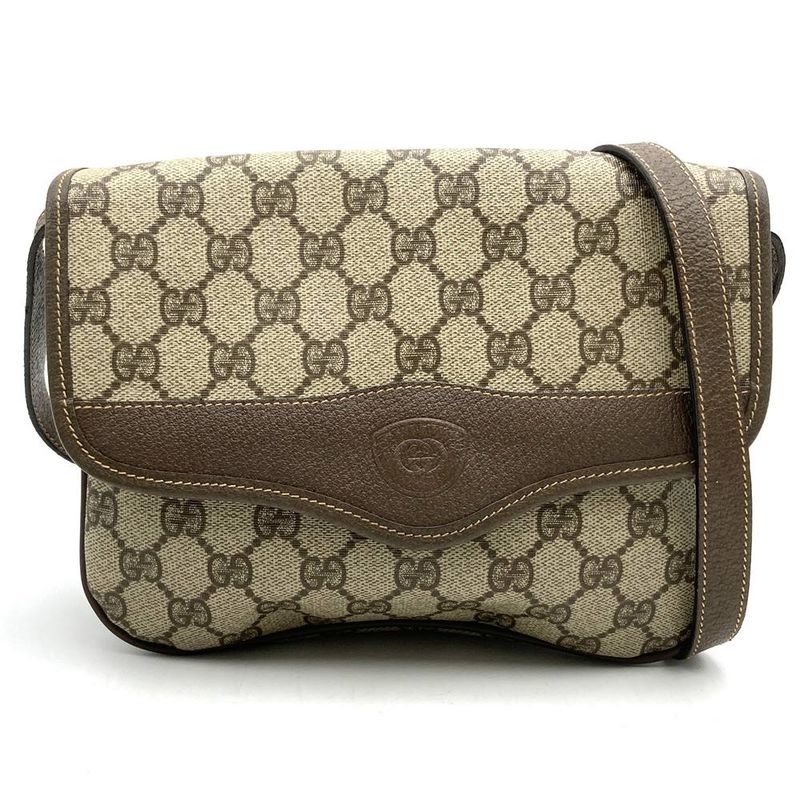 Gucci Old Gucci 001 113 Shoulder Bag Brown GG Supreme Canvas/leather Ladies Men