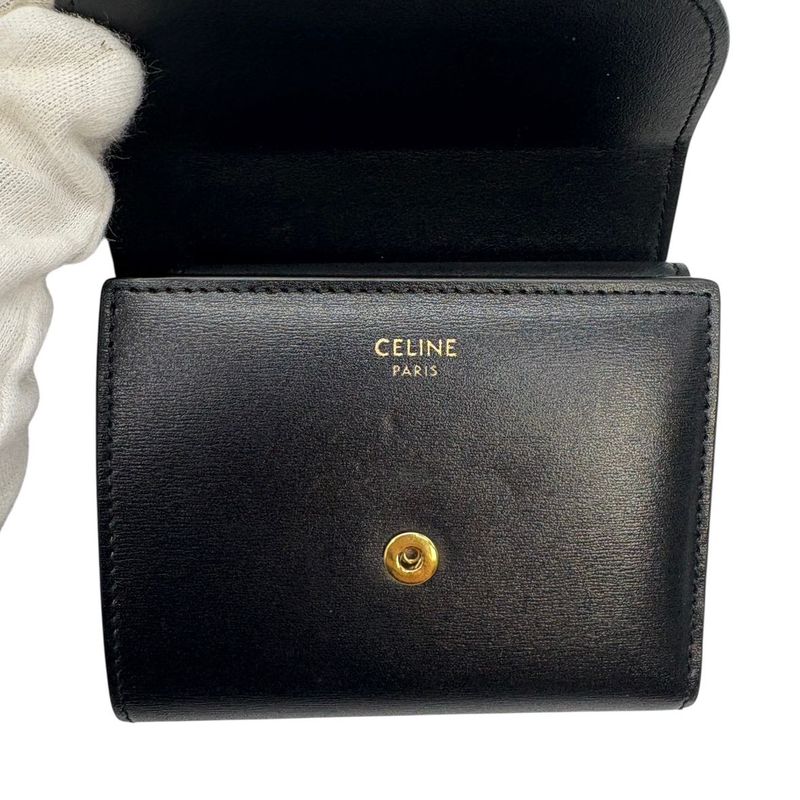 2992 Celine Small Flap Wallet Triomphe Shiny Calfskin 10d783dpv.38no Trifold