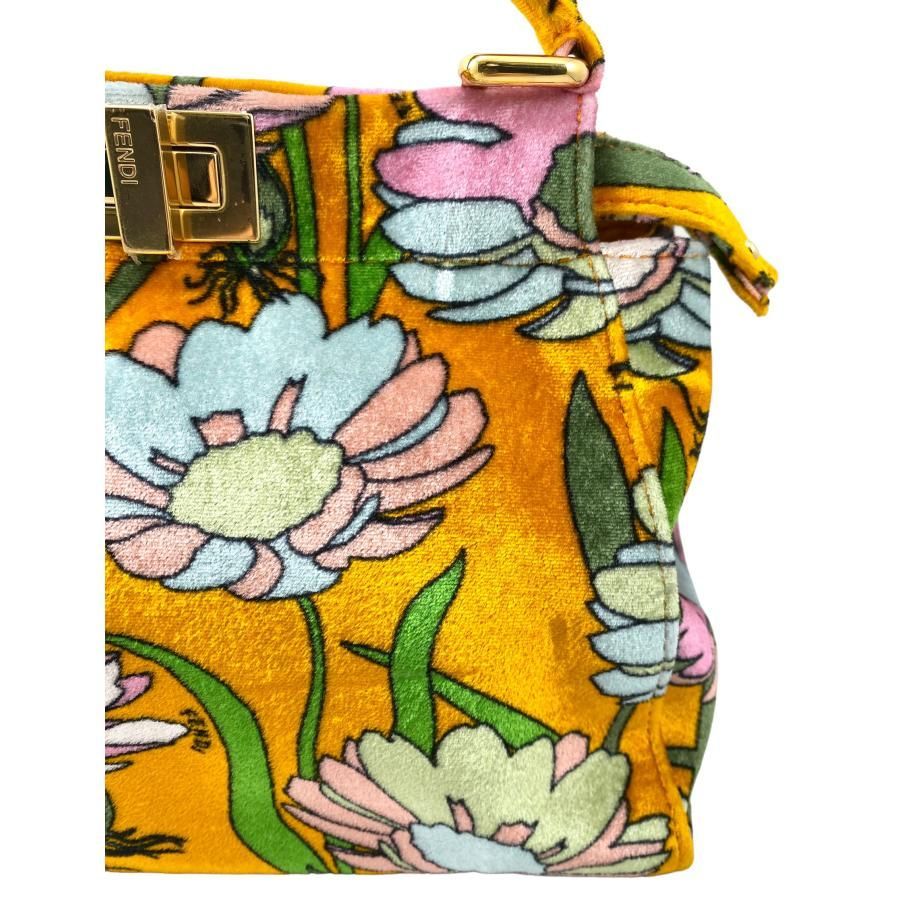 Fendi Peekaboo Iconic Velour Orange Yellow Shoulder Bag Handbag With