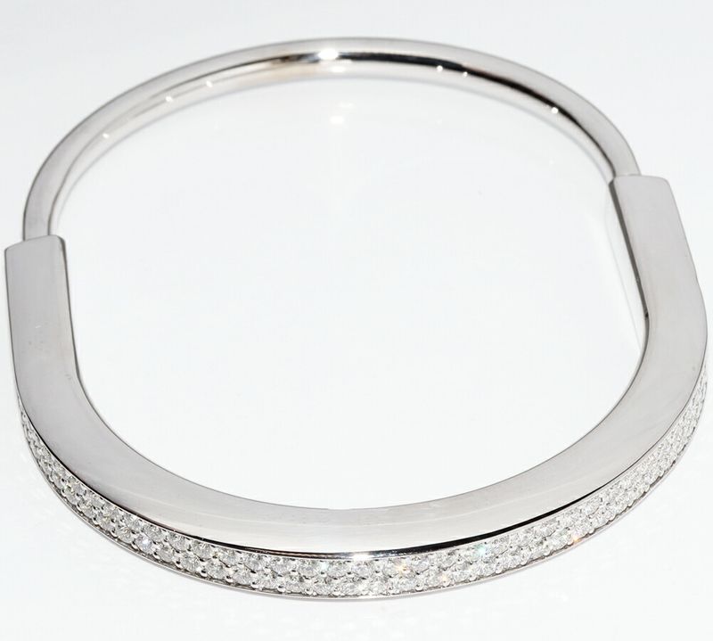 Tiffany & Co Bracelet Bangle 18K White Gold Diamond 557ct Lock Bracelet Extra