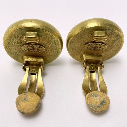 Chanel Plated Fake Pearl 94a Gold Vintage Earring with Box