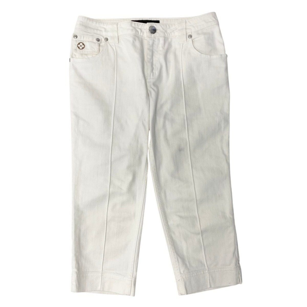 Louis Vuitton Ed2 Cropped Denim Pants Color Monogram Flower 36 White — view 2