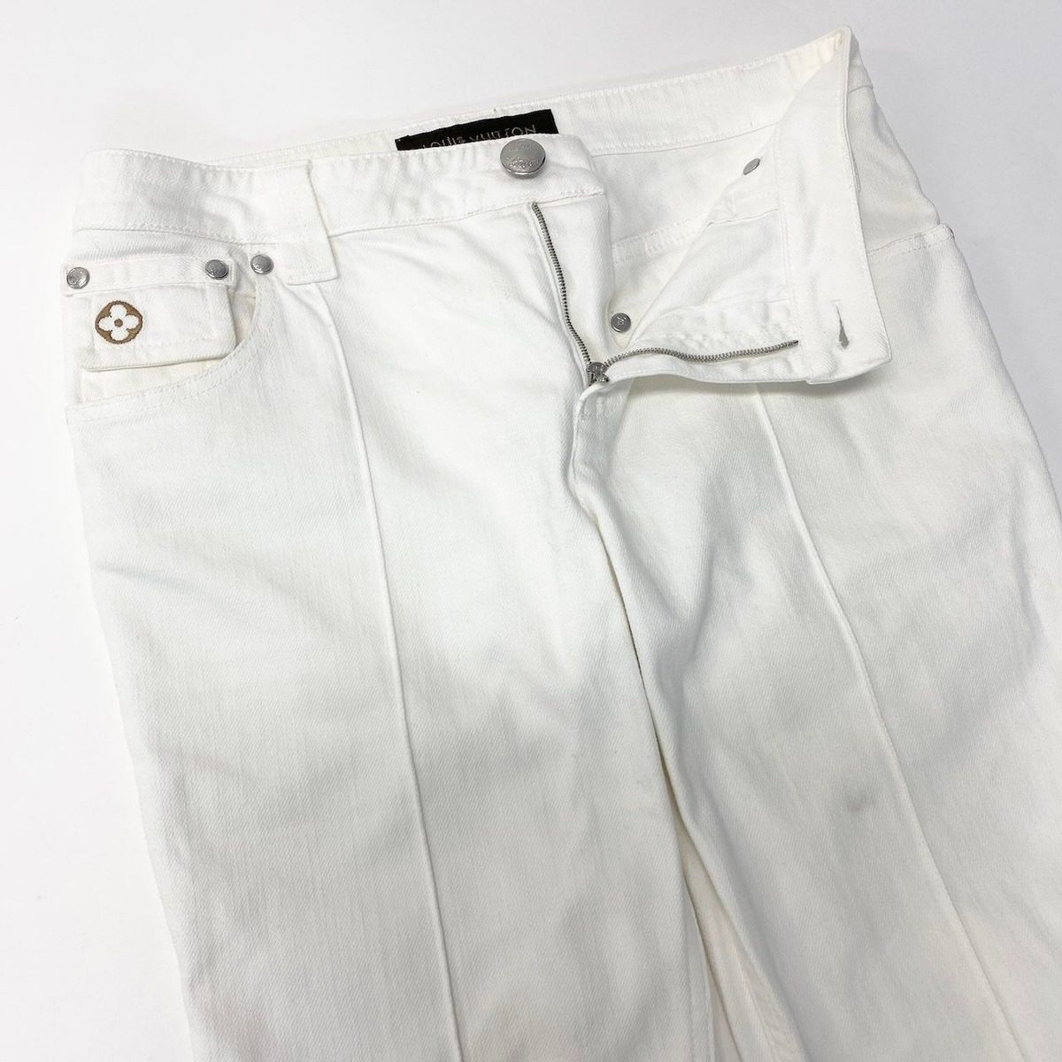 Louis Vuitton Ed2 Cropped Denim Pants Color Monogram Flower 36 White — view 4