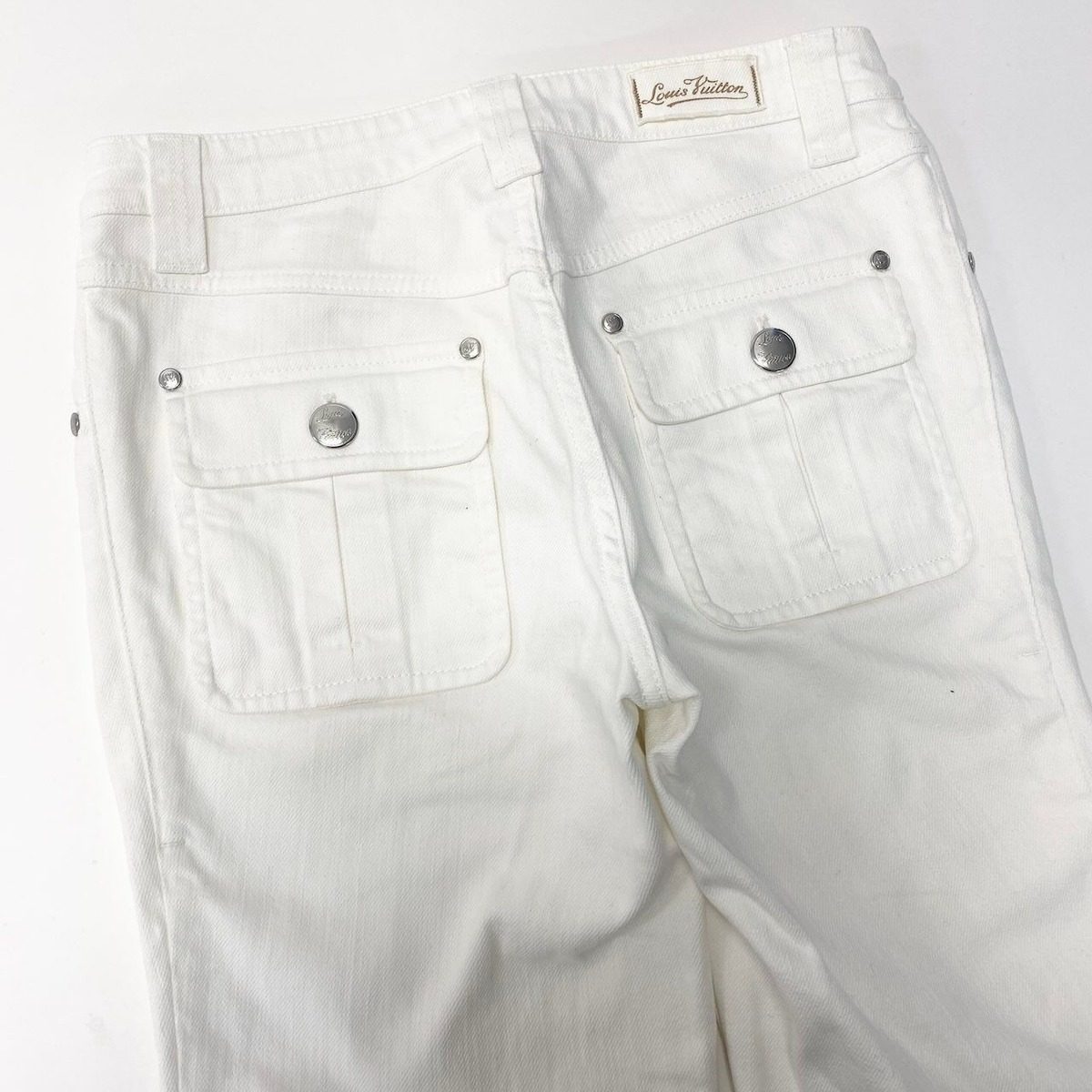 Louis Vuitton Ed2 Cropped Denim Pants Color Monogram Flower 36 White — view 5