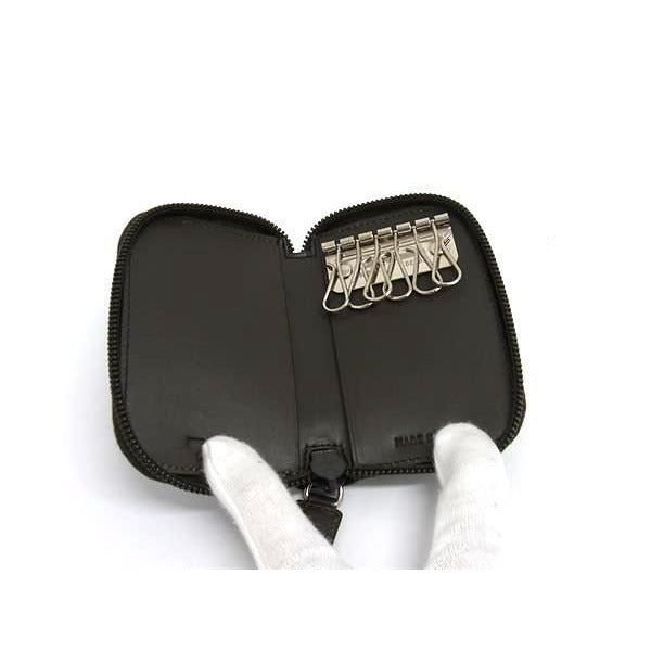 Prada Key Case Dark Brown Leather 6 Rows Zip Around Silver Holder — view 4