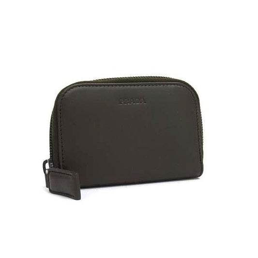 Prada Key Case Dark Brown Leather 6 Rows Zip Around Silver Holder