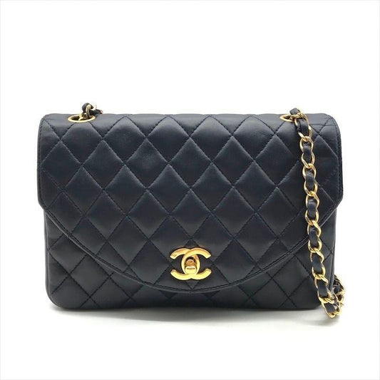 Chanel Quilted CC Logo Lambskin Turnlock Shoulder Bag Navy