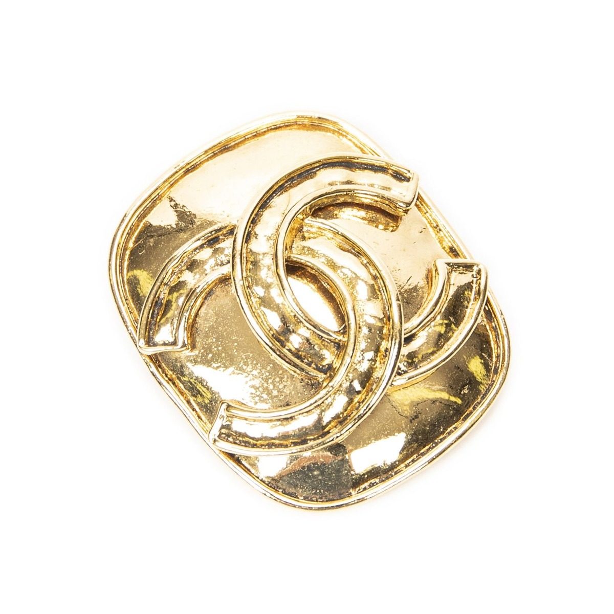 Chanel Cc Square Brooch Gold Plated