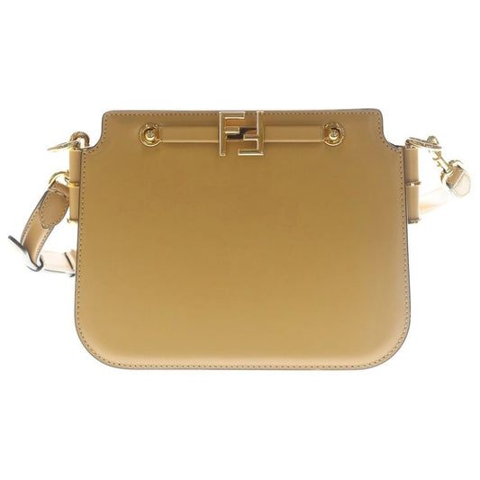 Fendi Touch Shoulder Bag Brown Beige Leather Gold