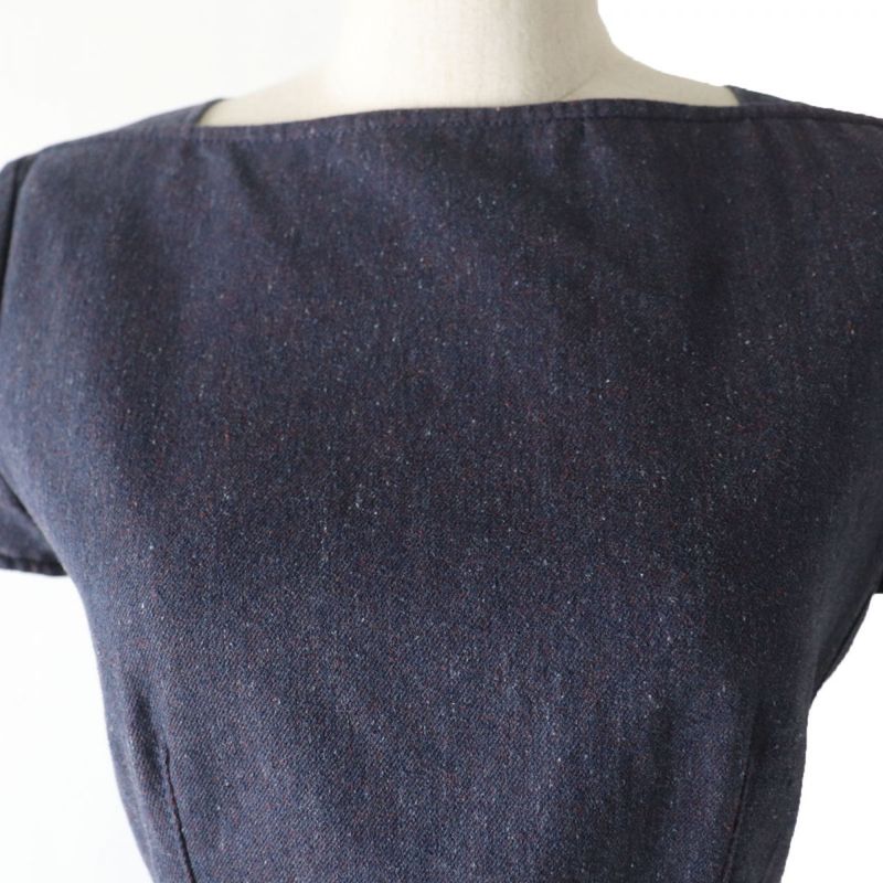 Hermes Charm Leather Knee-length Short-sleeved Cotton Dress Purple 34