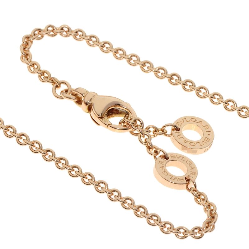 Bvlgari Bulgari Pave Diamond Onyx Necklace 18K Pink Gold Ladies