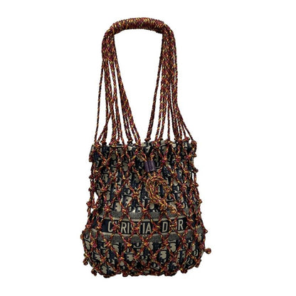 Dior/christian Dior Tote Bag - Pink X Navy X Multi Dior Oblique Embroidery/mesh