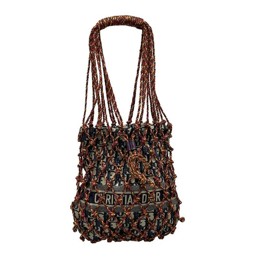 Dior/christian Dior Tote Bag - Pink X Navy X Multi Dior Oblique Embroidery/mesh