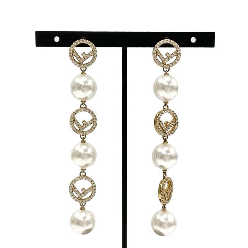 Fendi F Is Earrings Earring Gold Rhinestone Pearl
