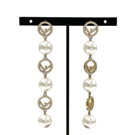 Fendi F Is Earrings Earring Gold Rhinestone Pearl