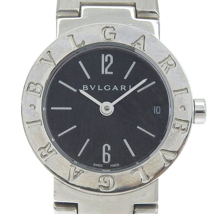 Bvlgari Stainless Steel Quartz Analog Display Black Dial Watch