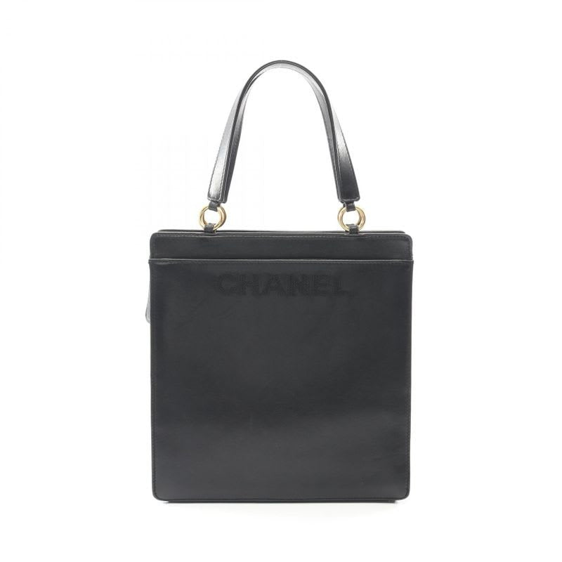Chanel Tote Bag Black Lambskin Logo Handbag