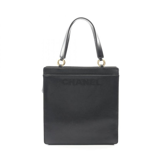 Chanel Tote Bag Black Lambskin Logo Handbag