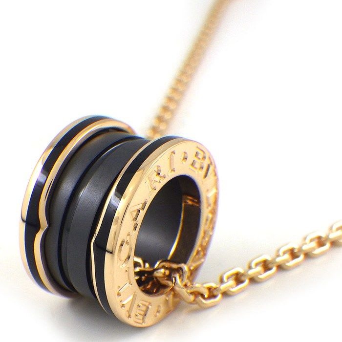 Bvlgari Necklace B.zero1 Matte Black Ceramic 18K Pink Gold Box And Paper