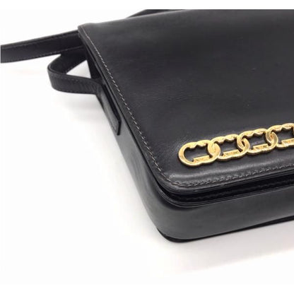 Gucci Leather Logo Shoulder Bag Black
