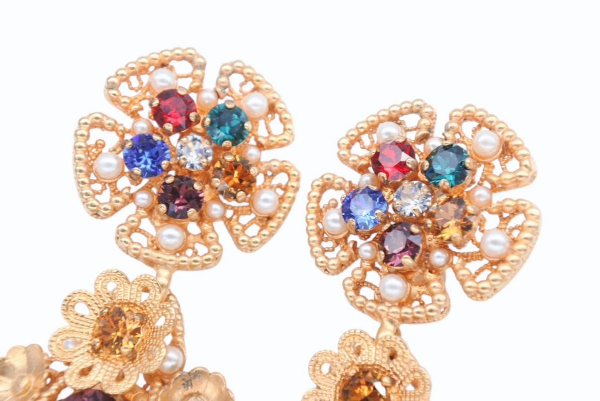 Dolce & Gabbana Earrings Brass Faux Pearl Rhinestone — view 4