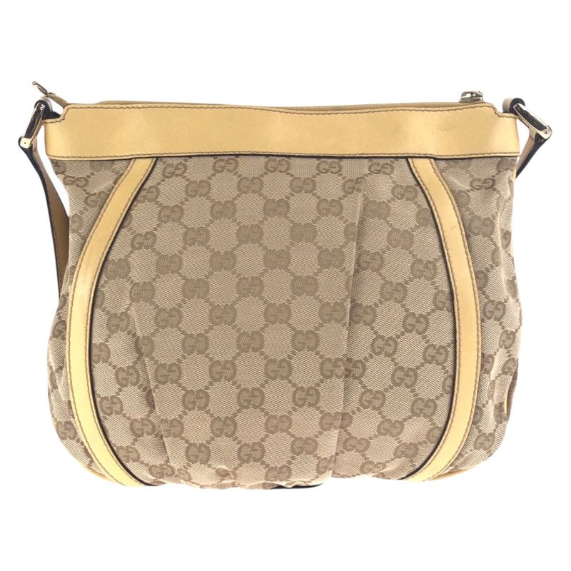 Gucci Beige Gold Hardware GG Canvas/leather 203257 Shoulder Bag Messenger Bag