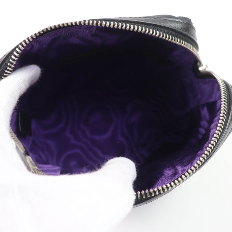 Gucci 72604 GG Marmont Makeup Pouch Small Pouch Black Purple With Box And