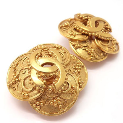 Chanel Earring 96A Vintage Coco Mark GP Flower Vintage Chanel