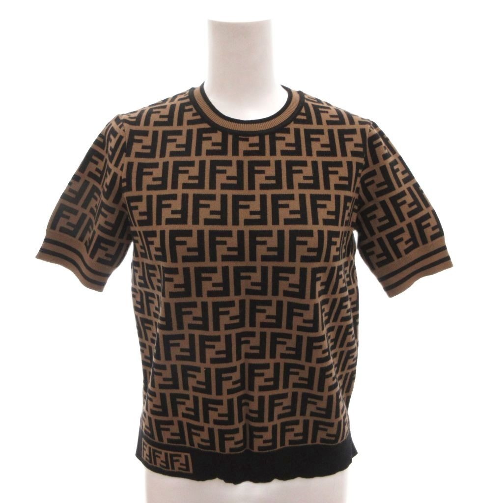 Fendi Knit Top Sew Short Sleeve Zucca Pattern All Over 38