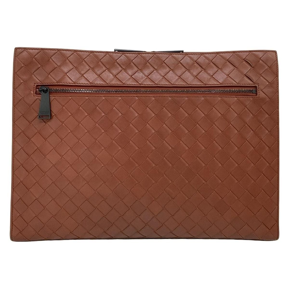 Bottega Veneta Clutch Intrecciato Brown Leather