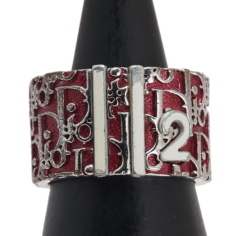 Dior Trotter Ring Ring #5 Silver Red Metal Women's Dior