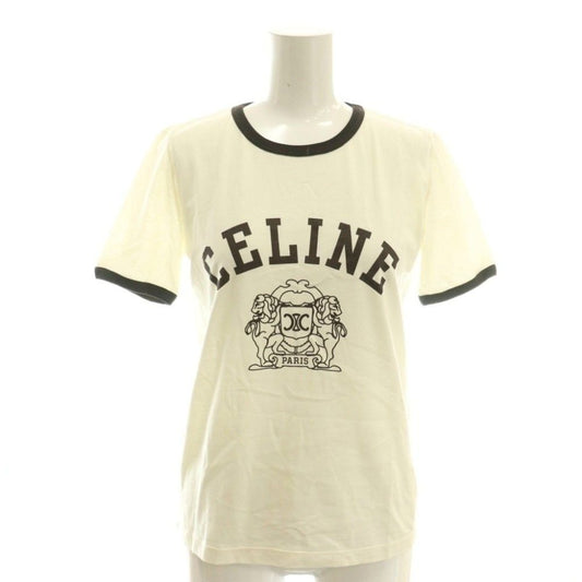 Celine Blason T-Shirt Logo XS Off White Brown CX