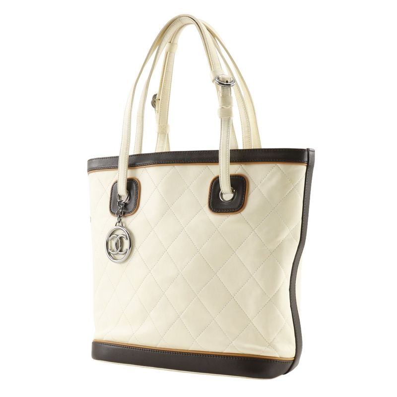 Chanel Matelasse Coco Charm Calf Ivory Women's Tote Bag