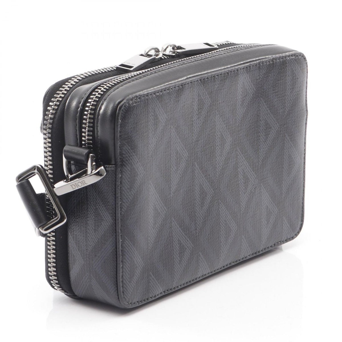 Dior Shoulder Bag CD Diamond Messenger Pouch Black Canvas — view 2